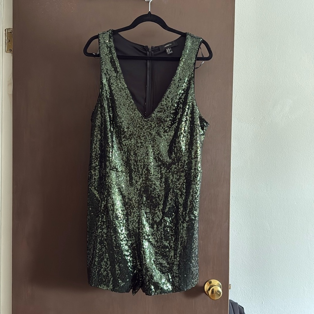 Forever 21 Green Sequin Jumpsuit